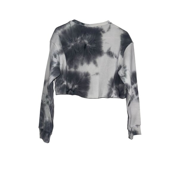 David Bowie Rebel Rebel Tie Dye Cropped Sweatshirt M/M Gray & White Polyester - Picture 6 of 8